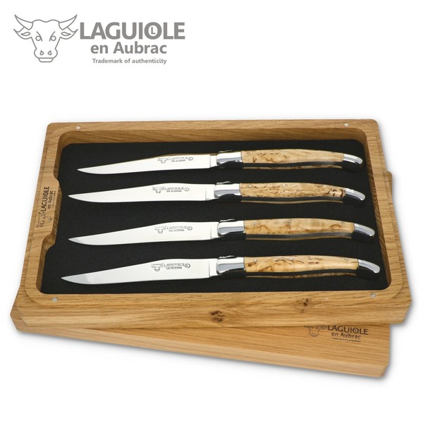 Laguiole En Aubrac - 4Er Set Steakmesser Frankreich - Birke - Edle Tafelmesser-image