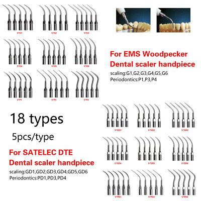 5Pcs Dental Ultrasonic Scaler Tips Fit For EMS DTE Handpiece Option 18 types st