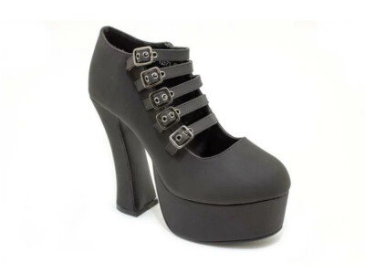 T.U.K. A9436L TUK Spice Platform Heel Pump Multi Strap Black