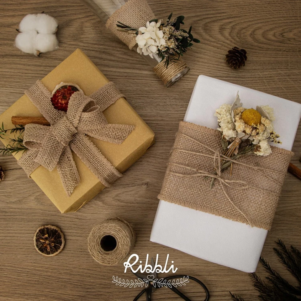 Ribbli Jute Burlap Ribbon 4 Inch x 10 Yard Crafts Gift Decoration(Non-Wired) - Image 3 of 4