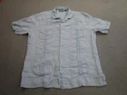 Cubavera Shirt Mens XL Light Blue 100% Linen Short Sleeve Guayabera Casual