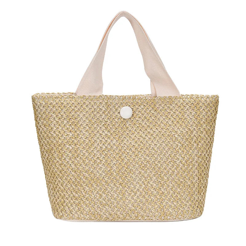 Straw Woven Shoulder Tote Bag Bohemian Travel Purse Summer Beach Style