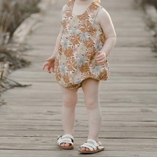 Rylee Cru June Bubble Romper Toddler Girl 2/3 Safari Floral Linen Resortwear