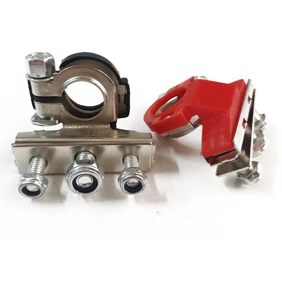 2x Abrazaderas negativas positivas para conector de terminal de batería para automóvil auto furgoneta caravana∂ Foto 3 de 4