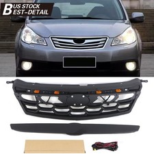 Black Front Grille Fit For Subaru Outback 2010-2012 Upper Grill With Led Lights