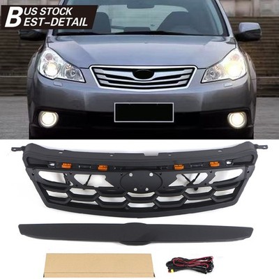 Black Front Grille Fit For SUBARU OUTBACK  2010-2012 Upper Grill With led lights