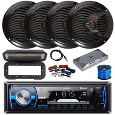 JVC Marine BT Receiver, Amp w/Kit, 4X 6.5" 150W Speakers, Wire, Cover, Antenna