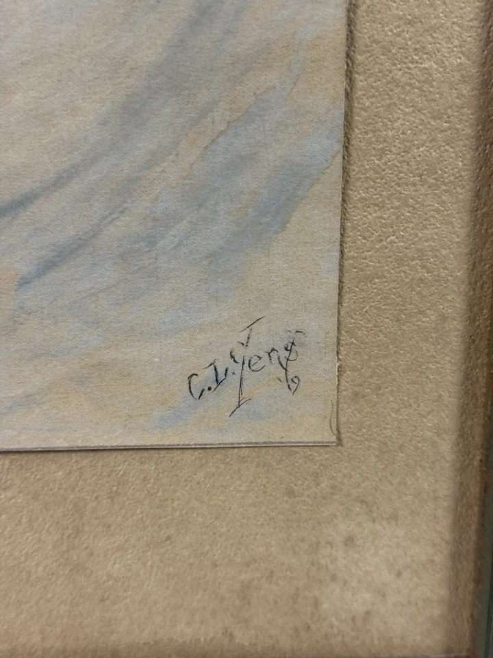 Early 20th C, C.L. Yens, 1919, Antique Gouache Painting, Portrait of Woman - Image 3 of 4