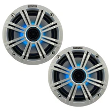 2x of Kicker 8" OEM Marine Coaxial White Speakers with MultiColor LED Lighting