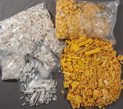 Lego Baustein Konvolut - Jeweils 100 gemischte Teile Gelb & Weiß - Guter Zustand