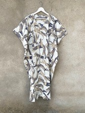 Women’s Cotton Kaftan Dress Boho Block Print Beach Cover Up Maxi Gown Free Size