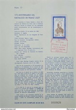 KV)1986 MEXICO, INFORMATION SHEET WITH COMMEMORATIVE STAMP FOR THE 175TH ANNIVER