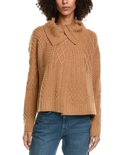Incashmere Mix Cable Stitch Overlap Wool-Blend Cardigan Women's