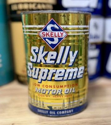 Vintage Skelly Supreme Motor Oil Can Quart Empty