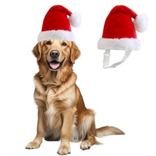 Large Dog Santa Hat with White Pompom,Adjustable XL XXL Pet Large,