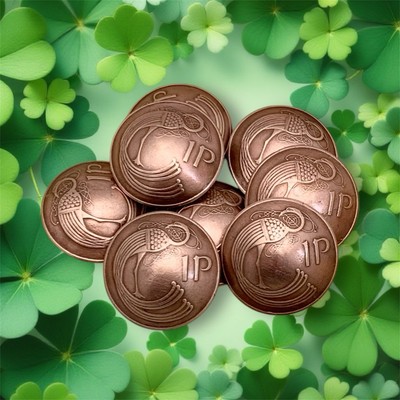 Ireland Celtic Bird One Penny Copper Coin Shank Buttons - Set of 8