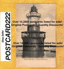 CT Norwalk Harbor Long Island Sound 1901-07 udb postcard GREENS REEF LIGHT HOUSE