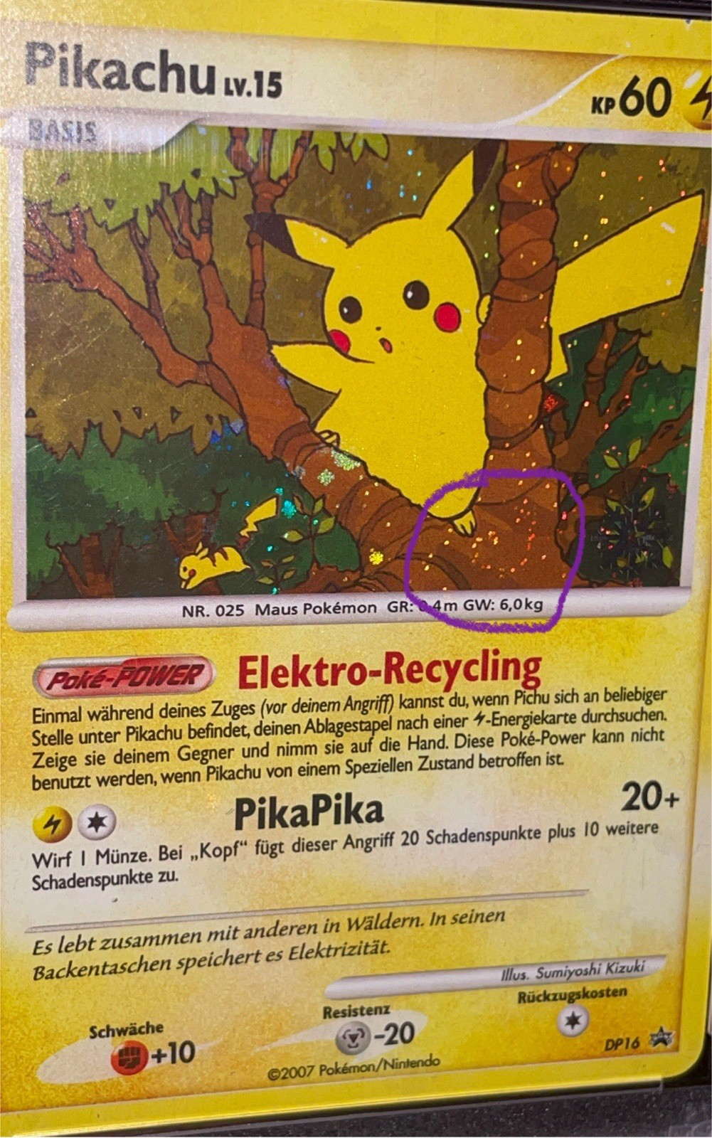 Pikachu Promo Countdown Calendar 2008 DP16 PSA 6 GERMAN POP 6 HOLOBLEED 1 SWIRL