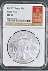 2025 (P) American Silver Eagle NGC MS69 EAGLE PRIVY, The Official Red Book Label