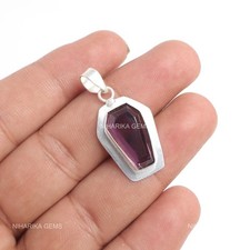 925 Silver February Amethyst Gemstone Valentines Daughter Handmade Boho Pendant