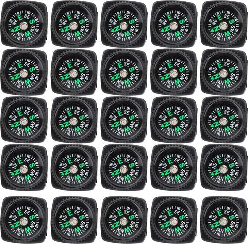 Mini Compass, 25Pcs Black Survival Compass for Camping Hiking Boating ...