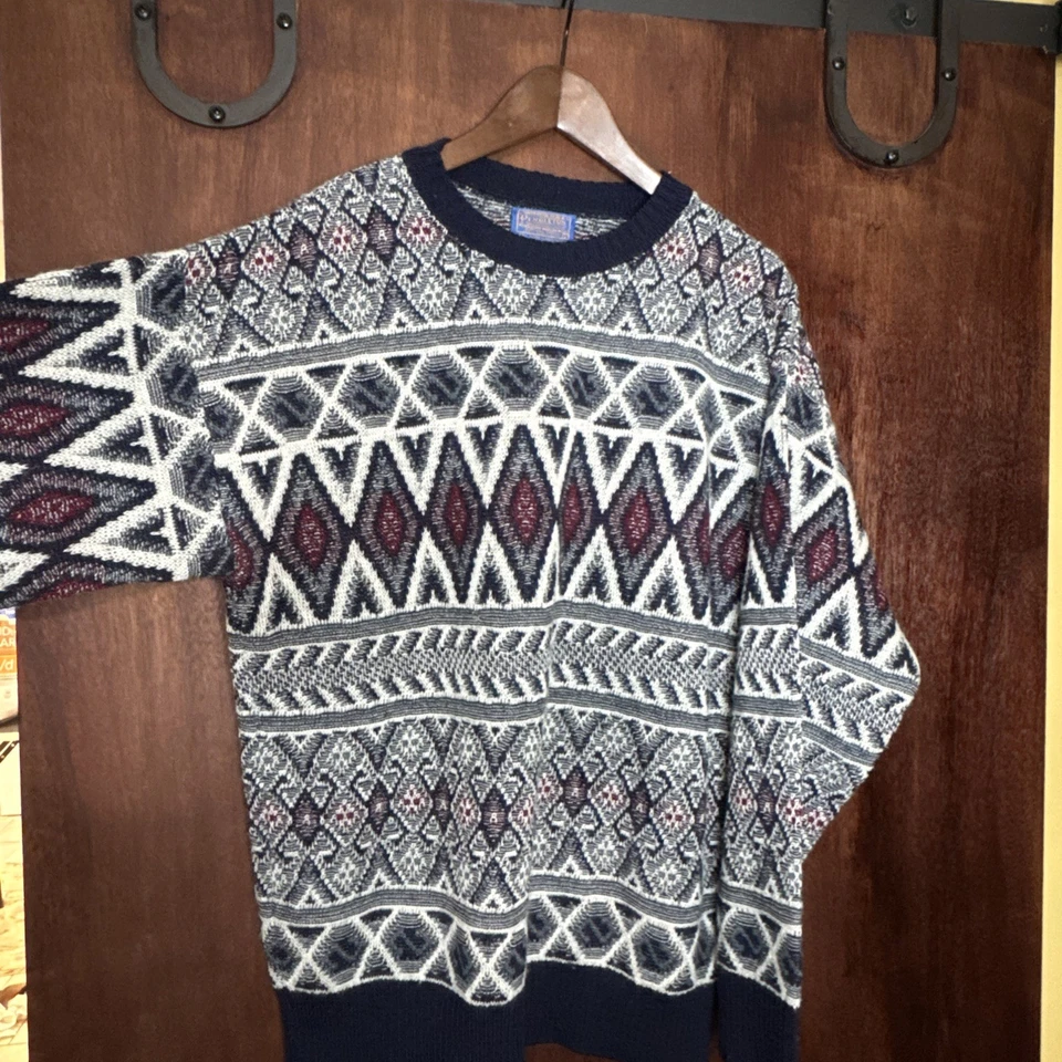 Vintage Wool Pendleton Sweater Men's Size Large USA Made Southwest Aztec Print - Image 2 of 4
