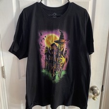 Witch and Haunted House T-Shirt Spooky Halloween Full Moon Horror Tee XXL