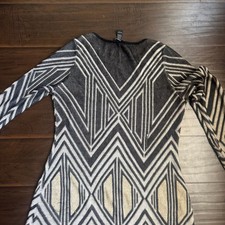 INC International Concepts Metallic Geometric Knit Long Sleeve Sweater Dress