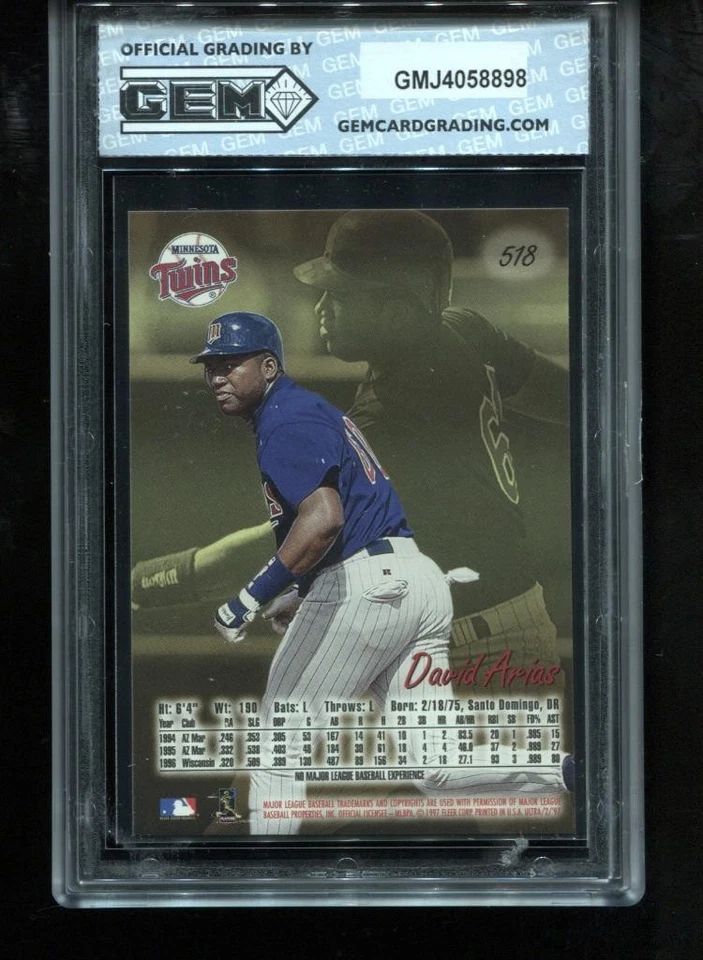 David Ortiz 新秀 1997 Fleer Ultra #518 RC 卡名人堂明尼苏达双胞胎宝石完好 10 — 第 2/2 张图片