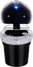 Car Ashtray Portable Bling Cigarette Smokeless Cylinder Cup Holder with Blue LED