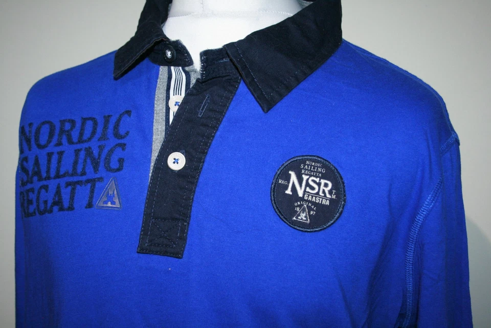 Camisa Polo Gaastra Para Hombres Regata de Vela Nórdica -XXL/2XL- Top Náutico Azul Real Foto 2 de 4