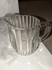 Vintage Little Pitcher Heavy Clear Glass Juice Ribbed Hobnail Bottom 17 oz