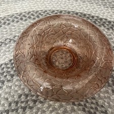 Vintage Imperial Glass Pink Depression "Tree Of Life" Rolled Edge Bowl #675