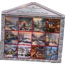 Ceaco Thomas Kinkade 12 Days Christmas 12 Mini Puzzles Makes One 500 Piece NEW