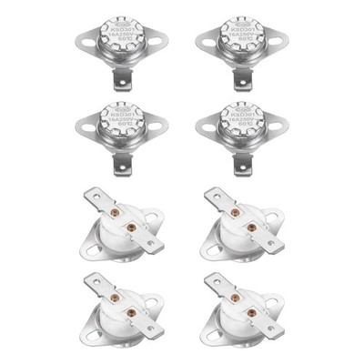 8Pcs KSD301 Thermostat 60°C/140°F 16A 250V Normally Closed N.C Switch, Ceramic