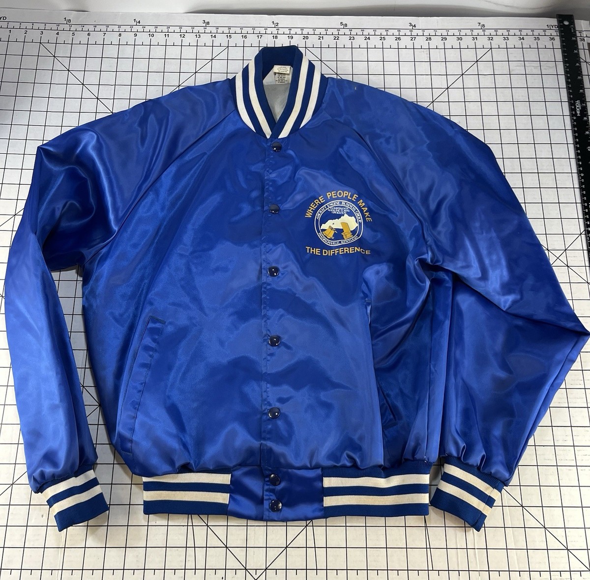 Vtg Satin Bomber Jacket L 80s USA Made GE Aircraft Engines Boeing