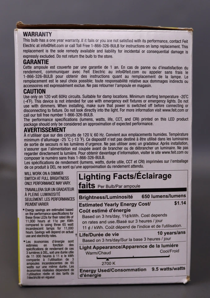 Feit Electric BR30/10KLED/3 LED Lamp,Flood/Spotlight, BR30 Lamp, 65 W Equivalent - Image 2 of 4