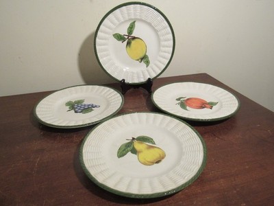 Vintage Tiffany & Co Este Ceramiche set 4 luncheon fruit plates Made in Italy