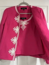 2 PC Kasper  Womens Sz 6 Linen Blend Blazer &Tank Top Matching Set