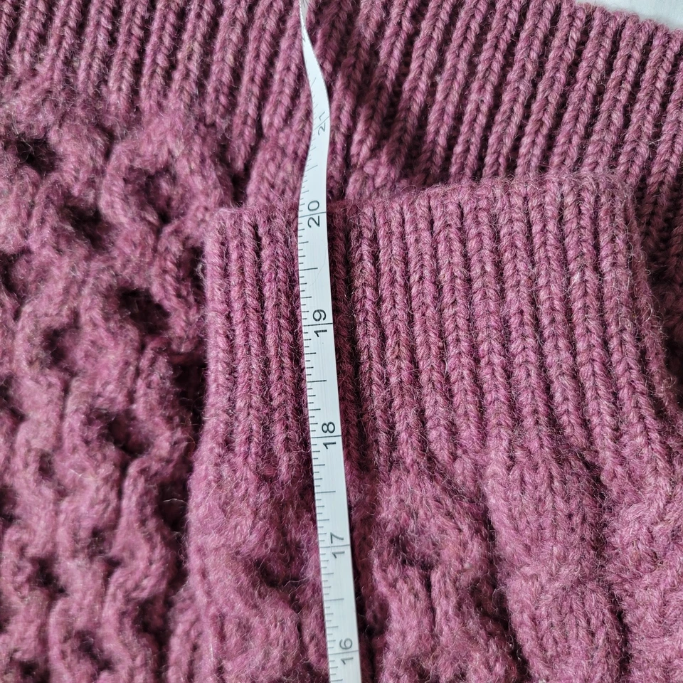 Vintage L.L. Suéter tejido con cable Bean 100 % lana Fisherman XL Borgoña Foto 4 de 4