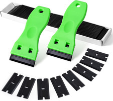 2PCS Plastic Razor Blade Scraper Tool and 100PCS Plastic Blades for Gasket Remov
