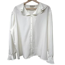 Vintage Susan Bristol Cream Button Up Blouse Top Coquette Collar Plus Size 18 W