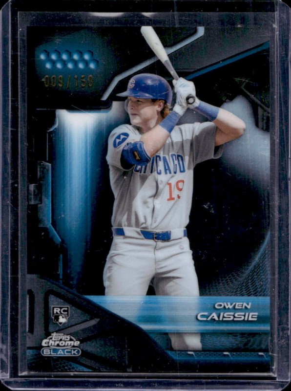 2026 Topps Chrome Black Owen Caissie RC Blue Refractor Rookie #/150 Cubs