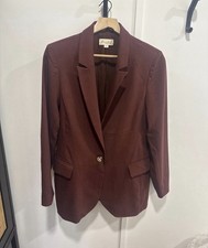 marled Brown Notch Lapel Single-Breasted Lined Blazer Women's M One-Button