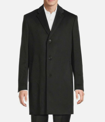 New SAKS FIFTH AVE Loro Piana BLACK OVERCOAT Capolavoro Extrafine Wool (42-44) L