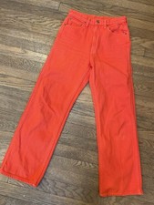 B Sides Jeans 25 Red Orange 100% Cotton Cropped Made In USA