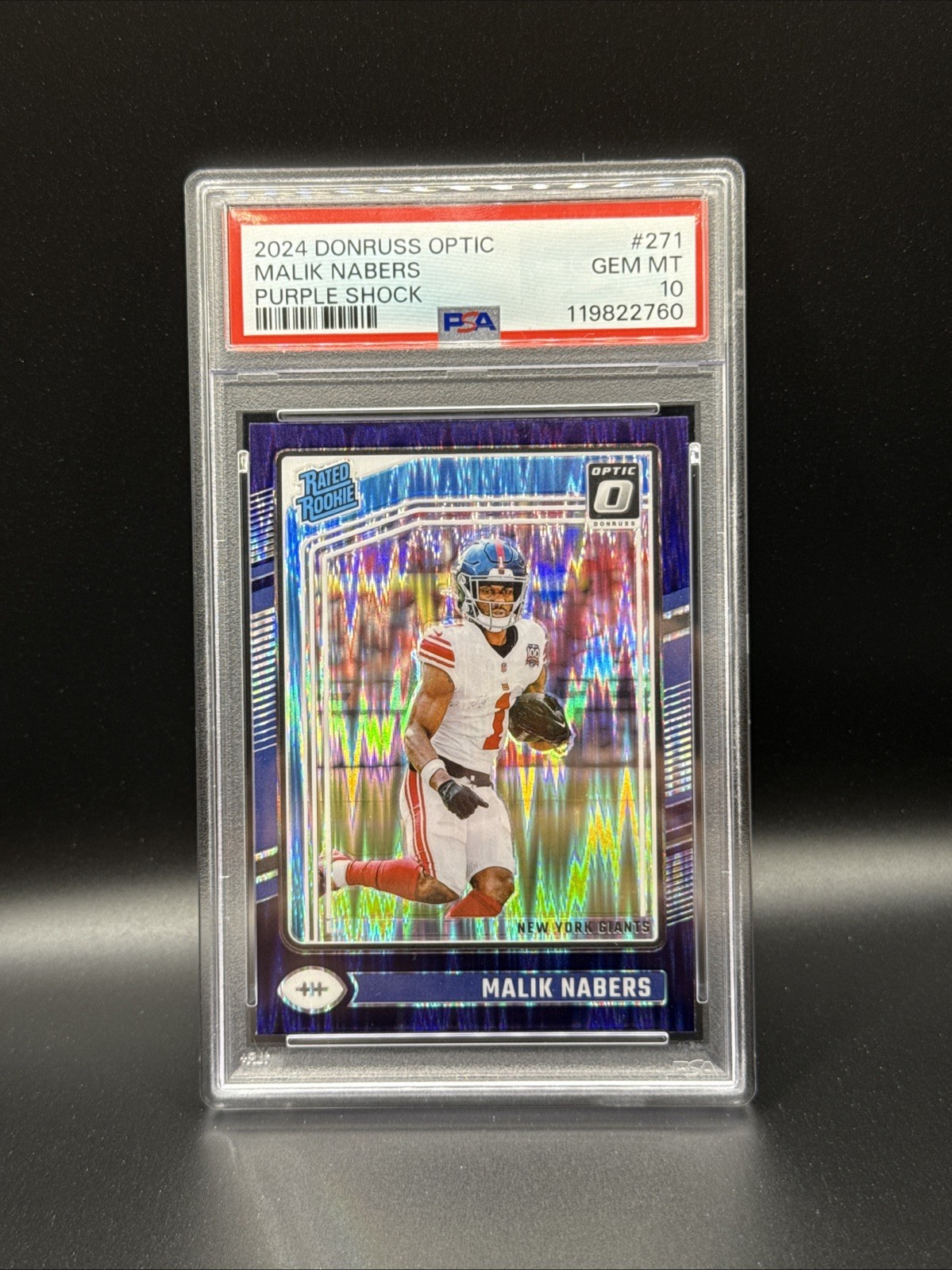 2024 Panini Donruss Optic  Rated Rookie Malik Nabers #271 Purple Shock RC PSA 10