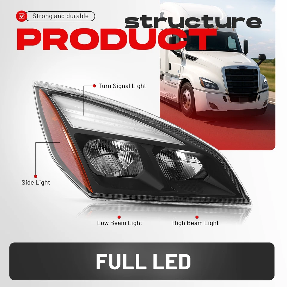 Fit Freightliner Cascadia 2018-2025 Full LED Passenger Side Headlight Headlamp - Image 3 of 4