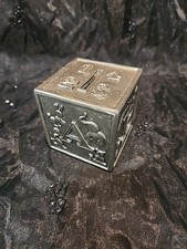 VTG LEONARD  S ITALY SILVER PLATE BABY ABC LETTER BLOCK PIGGY COIN BANK Numbers