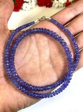 A++ Echtes Tansanit facettiertes Rondell Edelstein Perlen 3-4 mm Halsketten 2...